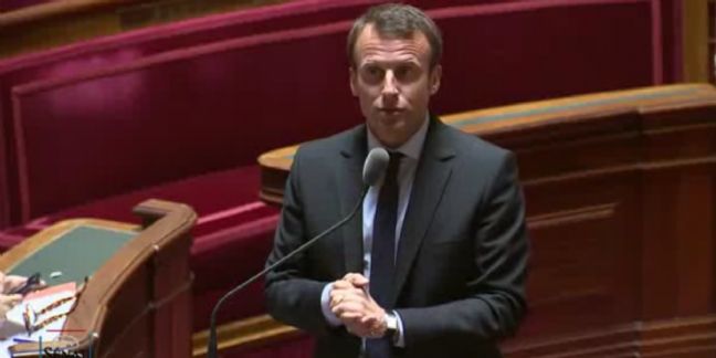 Emmanuel Macron, lors de son intervention au Sénat suite au scrutin, le 12 mai 2015.