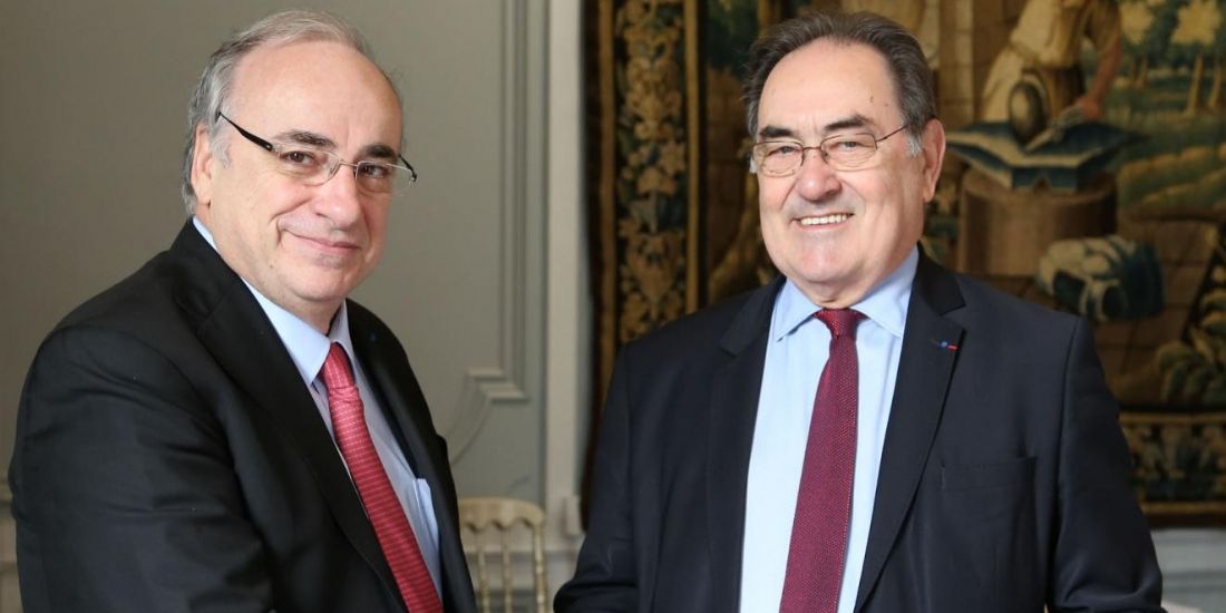 Michel Chassang, président de l'UNAPL (à gauche) et Jean-Pierre Crouzet, président de l'UPA et nouveau président de l'U2P