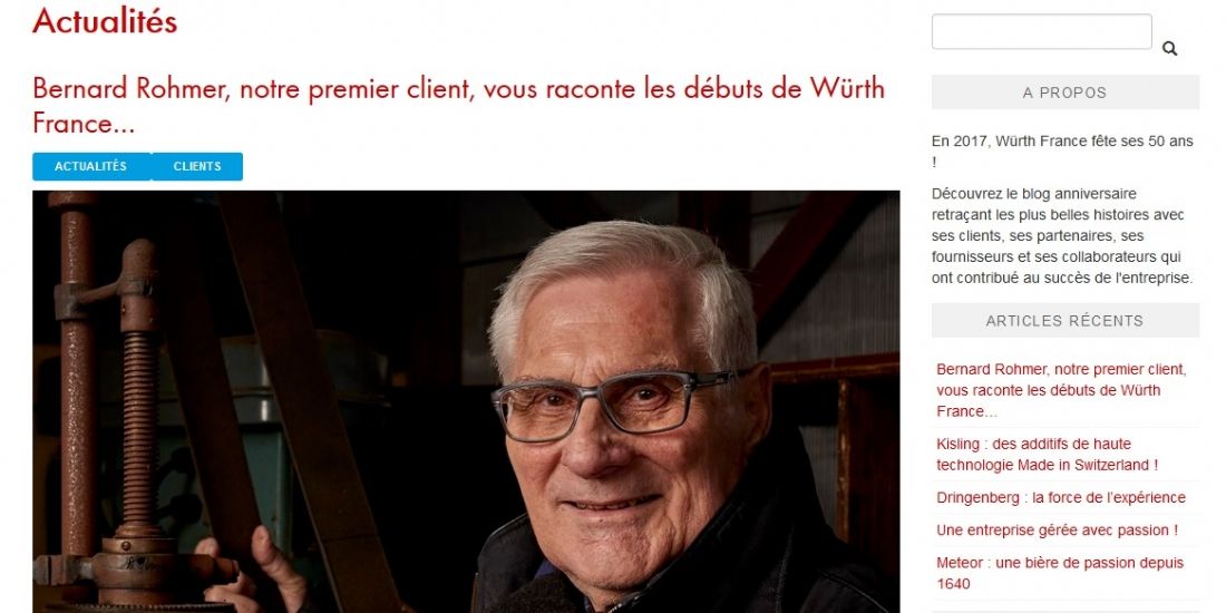 Würth lance un blog pour son anniversaire