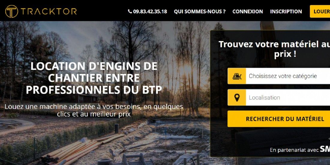 Une plateforme qui met en relation des loueurs d'engins de chantiers et des artisans du BTP