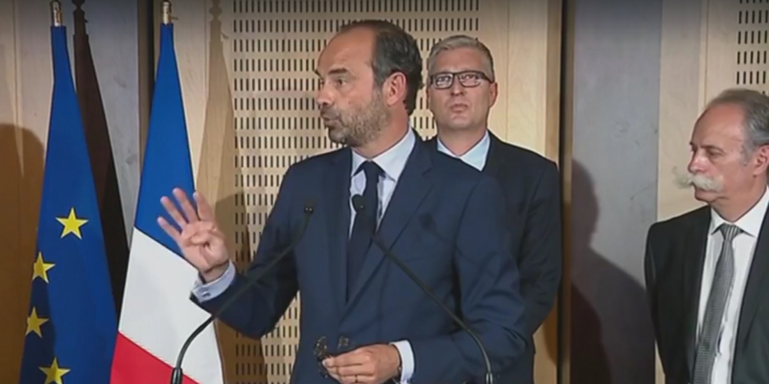 Photo : capture d'écran de l'allocution vidéo d'Édouard Philippe, à Dijon, mardi 5 septembre 2017